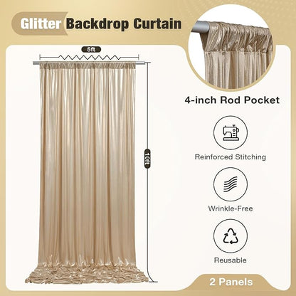 10x10FT Champagne Sequin Backdrop Curtain - Image 5