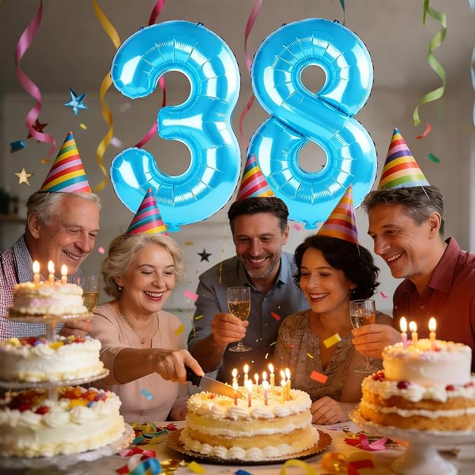 40 Inch Number 38 Balloons for 38th Birthday Party Decorations, 0-100 Jewelry - Image 2