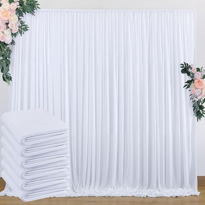30 ft x 10 ft Wrinkle Free White Backdrop Curtain by Outpain