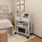 Paddie Salon Beauty Cabinet Cart Trolley 2-Layer Rolling Storage Drawer Organizer Wheels Lockable Tool Salon Station Barber Stylist Equipment Makeup Spa Cart (White-3 Layer)