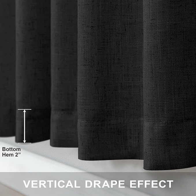 Pitalk Black Linen Curtains 90 Inches Long - Image 6