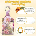 2 Pcs Afro Pick Comb for Natural Curly Hair,Portable Styling Hair Pick for Travel,Anti-Static,Cute Afro Comb for Women Men and Girls(Yellow-T10)