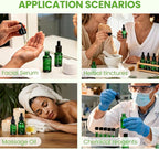 63 Pcs 1oz Green Glass Dropper Bottles with Measurement, 30ml Leakproof Tincture Bottles with Funnels, Eye Droppers, Extra Caps & Labels, Refillable Empty Bottles for Tinctures, Essential Oils