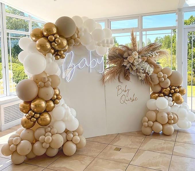 White Sand Gold Balloon Garland Arch Kit - Image 8