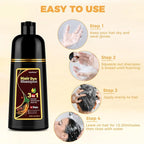 Dark Brown Hair Dye Shampoo 3 in 1 for Gray Hair Coverage, Hair Color Shampoo for Women Men, Herbal Ingredients Champu Para Pintar el Cabello (16.9 Oz)