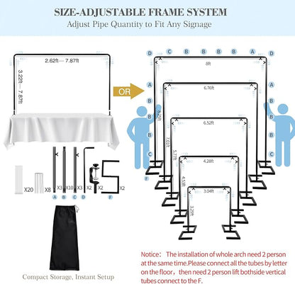 8.2FT Balloon Arch Stand, 8.2FT Square Heavy Duty Backdrop Adjustable Frame | - Image 4