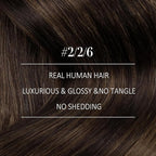 YoungSee 125g Weft Hair Extensions Brown Balayage Sew in Hair Extensions Balayage Medium Brown Mix Dark Sew in Hair Extension Real Human Hair for Women 22 Inch