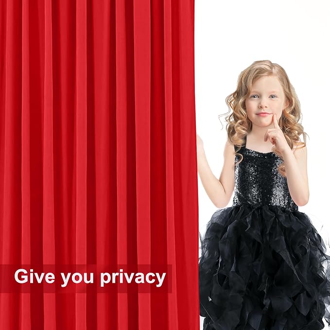 4 Panels Red Backdrop Curtains for Wedding Party Wrinkle Free Backdrops Curtain - Image 9