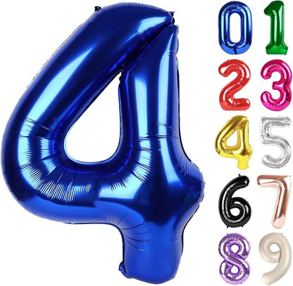 4 Balloon - Night Blue Birthday Number Balloons, 40 Inch Party Decorations | by ALPHADELTAPI