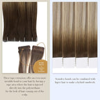 Full Shine Seamless Inject Tape in Extensions 5Pcs Virgin Tape Hair Color 3/8/22 Real Human Hair Extensions Invisible Tape in Hair Extensions Remy Human Hair for Women 22 Inch 12.5 Gram
