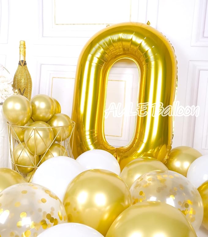 AULE 40 Inch Gold 0 Balloon Number Foil 0-9 Birthday Big Numbers | Birthday - Image 3