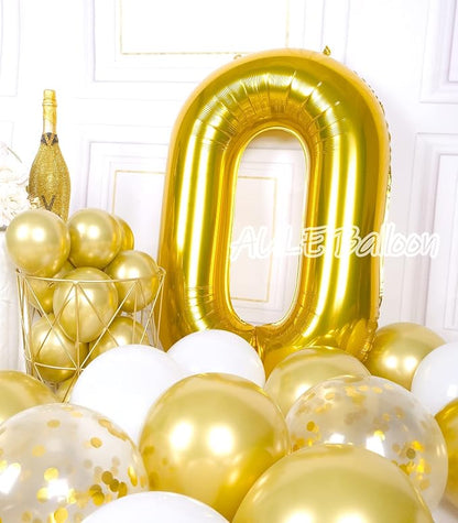 AULE 40 Inch Gold 0 Balloon Number Foil 0-9 Birthday Big Numbers | Birthday - Image 3