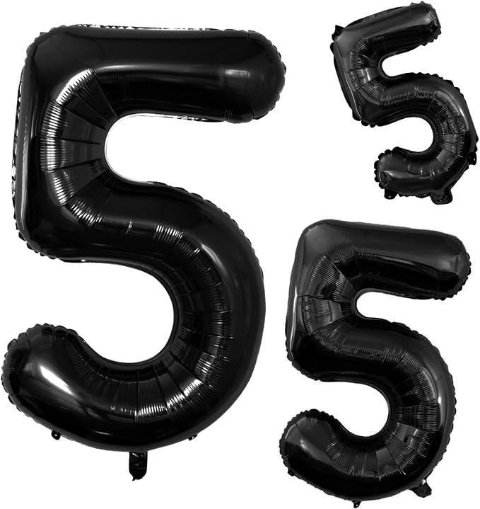 Black Foil Balloons Number 5, Huge Number Balloons by GOER