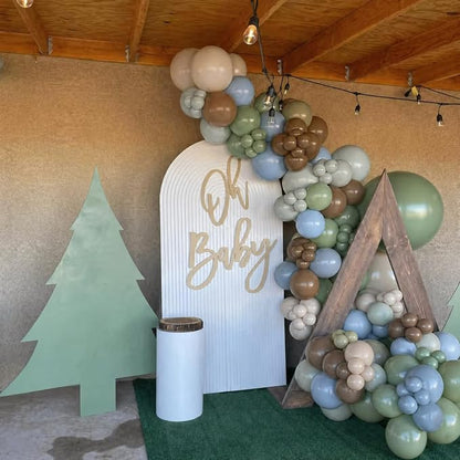 Sage Green Blue Brown Balloons for Jungle Woodland Baby Shower Decorations | - Image 4