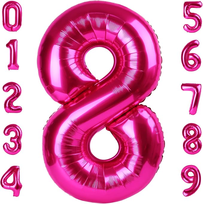 8 Balloon Number 40 Inch Hot Pink Balloons by Mluchee