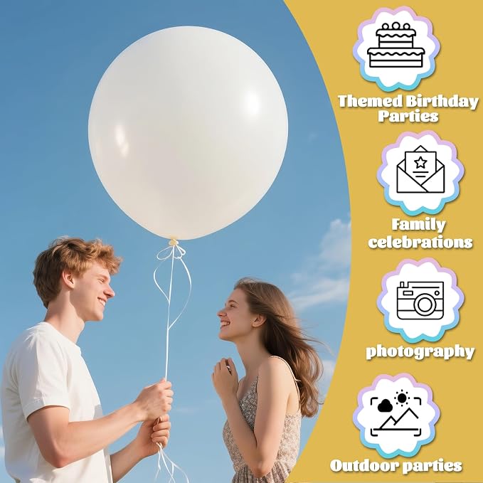 White Big Balloons 32pcs, 18 Inch Large Latex Giant Heavy Duty Balloons - Image 5