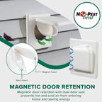 NO-PEST VENT, Exclusive Dual Door Dryer Vent Cover Outdoor 4 inch, Made in USA w Highest UV Resistant Plastic in any Outdoor Vent Cover, No Lint Collecting Screen (White, 4” Metal Vent With Duct Tube)