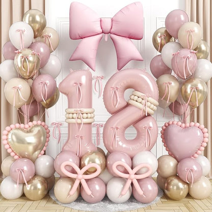 Dusty Pink Balloon Number 18 for 18th Birthday Decorations Girls, Retro Blush by Jobkoo