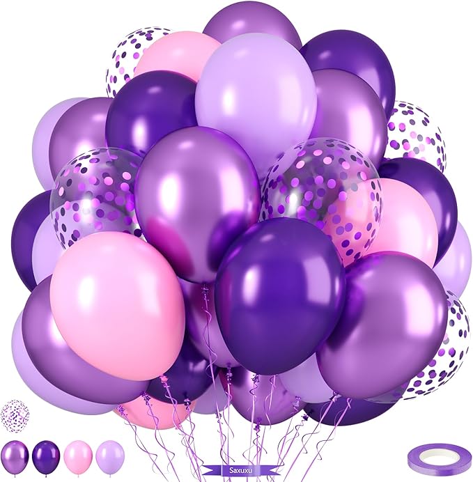 Pink and Purple Balloons by Saxuxu