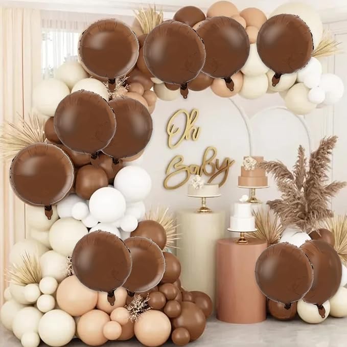 TONIFUL 30Pcs 18 Inch Chocolate Round Shape Foil Balloons Big Brown Circle - Image 4