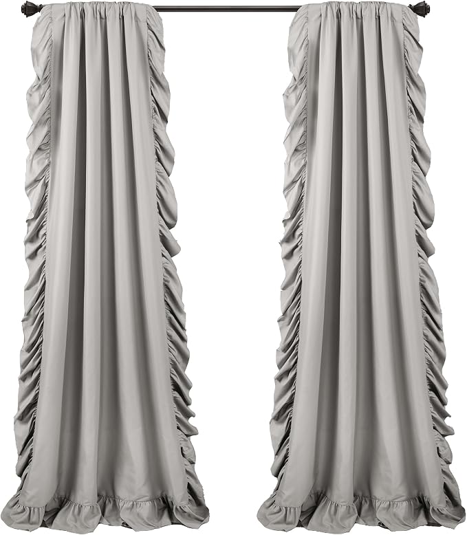Lush Decor Reyna Ruffle Window Curtain Panel Set, Light Gray - Image 6