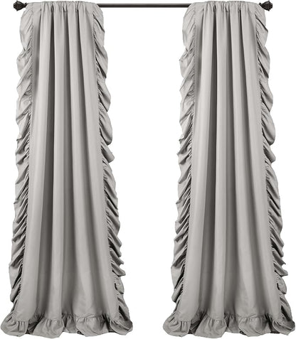 Lush Decor Reyna Ruffle Window Curtain Panel Set, Light Gray - Image 6