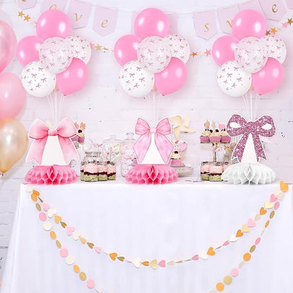 6 Set Pink Bow Birthday Decoration - Image 6