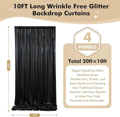 20ftx10ft Shimmer Black Sequin Backdrop Curtain - Image 5