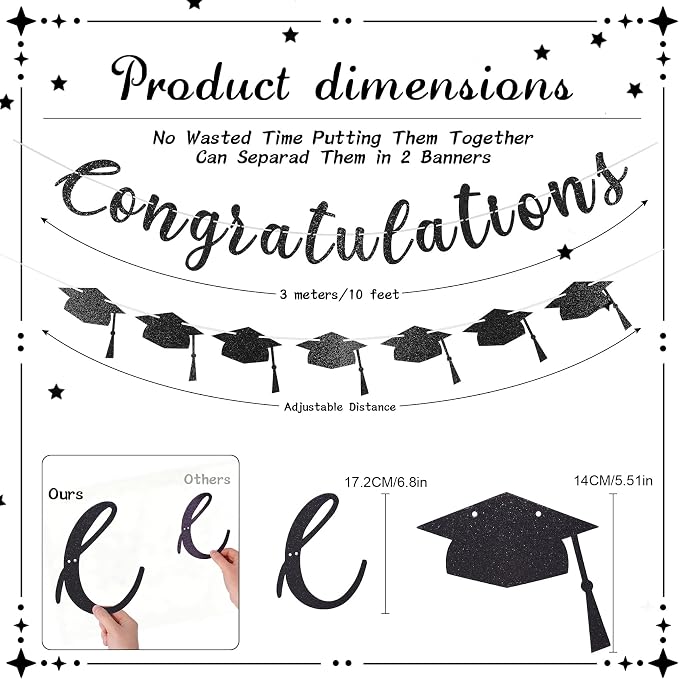 2026 Graduation Banners Party Decorations, Glitter Congratulations - Image 7