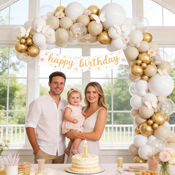 KARLURE White and Gold Balloons Arch Kit Garland - Image 5