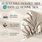 ZIMASILK 22 Momme Adjustable 100% Mulberry Silk Bonnet for Sleeping Women, Silk Hair Wrap for Hair Protection, That Reduces Falling off (1Pc, Taupe)