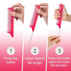 Rat Tail Combs for Parting,Protable Retractable Rat Tail Comb-Parting Combs for Hair Stylist-Stainless Steel Pin Tail Fine Tooth Teasing Comb Heat Resistant Anti Static(Pink)