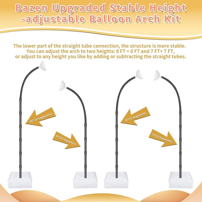 Bazen Balloon Arch Kits 8.2FT & 6FT Black Balloon Arch Stand - Image 4