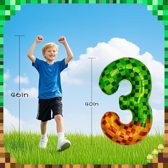 Pixel & TNT Theme 40in Giant Number Balloons - Image 4