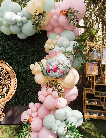 Tea Party Balloon Garland Arch Kit, Girls Birthday Decor | Pastel Pink Green - Image 6