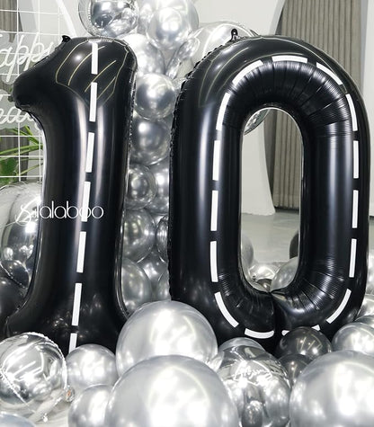Race Car 40 Inch Black 10 Big Balloon Number Large Helium 0-9 | Track Giant - Image 4