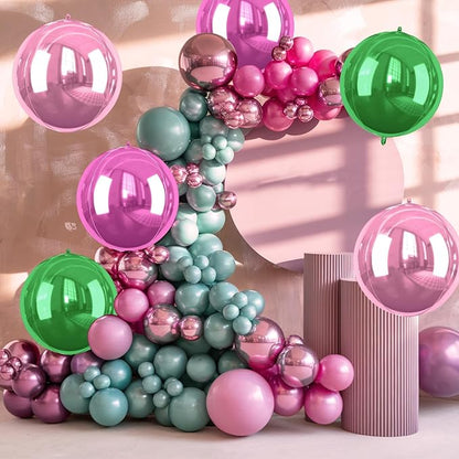 Green Pink Giant 4D Foil Balloons, 22 Inch Big Round Foil Balloon - Image 6