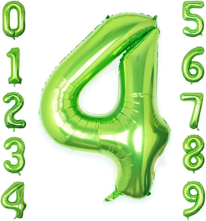 40 Inch Green Number 4 Balloon Lime Big Large Helium Number 0-9 | Giant Digital by SULALABOO