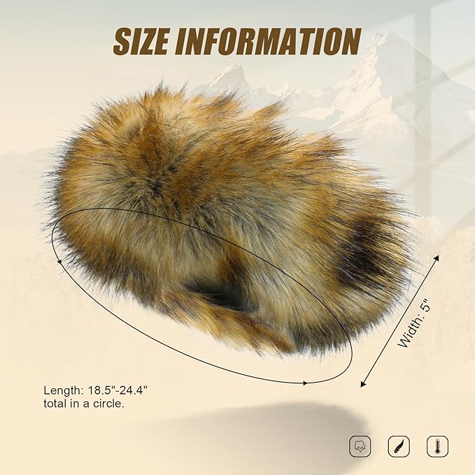 Faux Fur Headband for Women Elastic Fuzzy Thick Earmuffs Winter Headwrap Ear Muffs Furry Ear Warmers Cold Weather (Brown 2)