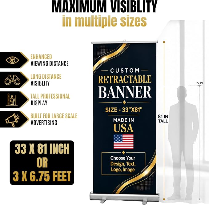Custom retractable banner with stand by BCB | Pop up stand Printed in USA | - Image 3