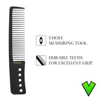 Veeta Professional Carbon Fiber Comb - Anti Static Heat & Chemical Resistant - Rat Tail, Styling, Wide Tooth, Wave Comb (Black)