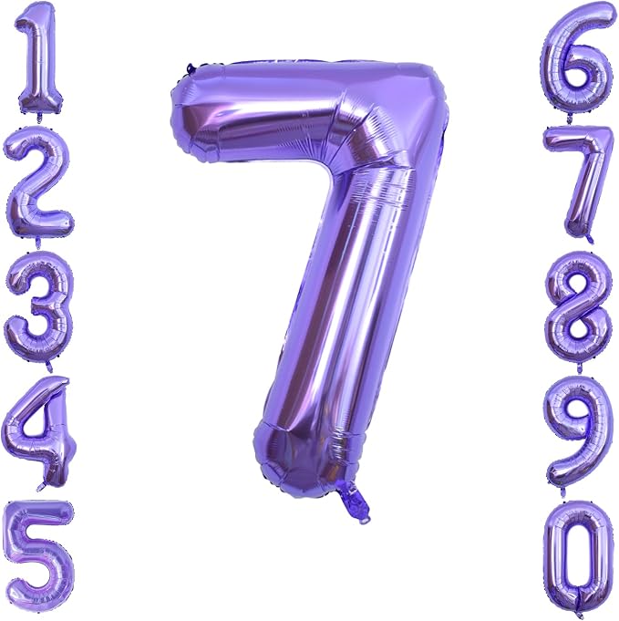 Purple Number 7 Balloon 40 Inch, Large Majestic Purple Mylar Foil Number 7 by Unknown