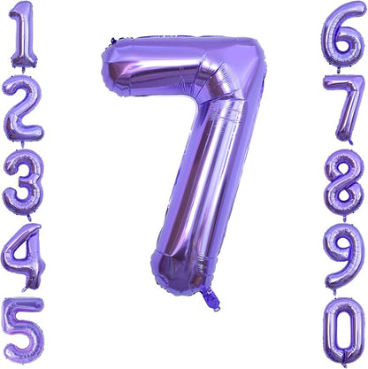 Purple Number 7 Balloon 40 Inch, Large Majestic Purple Mylar Foil Number 7 by Unknown