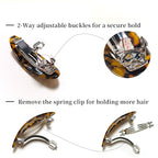 Hair Barrette for Women Large Vintage Acetate Oval Tortoise Not Easy to Break French Hair Clips for Thick Hair, 3 Pack