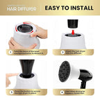 Herbishh Universal Hair Dryer Diffuser - Adjustable 3.5-8 cm, Rotary Clip for Curly & Wavy Hair, Even Heat, Reduces Frizz & Adds Volume, Heat-Resistant Air Hood for Effortless Curl Definition (White)