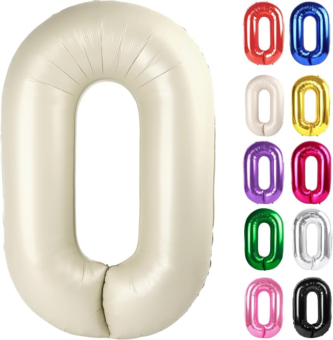 Cream Number 0 Balloon 40 Inch by IWERP