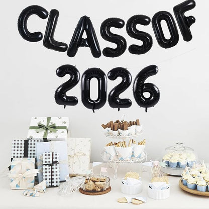 TONIFUL Black Class of 2026 Graduation Balloon Banners Foil Balloons - Image 6