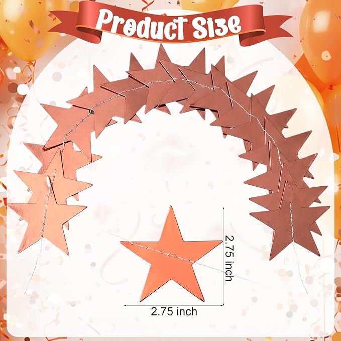 Spakon 65 Feet Glitter Star Paper Garland Banner Hanging Decoration Star - Image 2