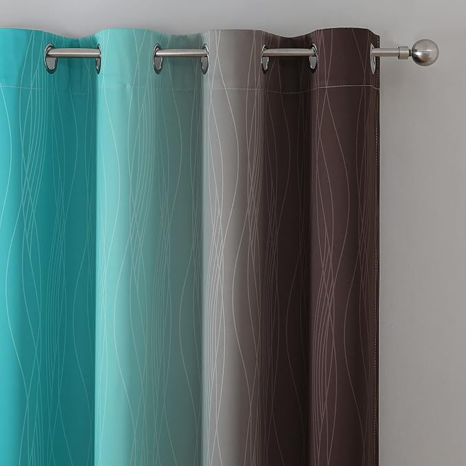 Ombre Blackout Curtains 102 Inches Long 2 Panels Set, Full Room Darkening - Image 4