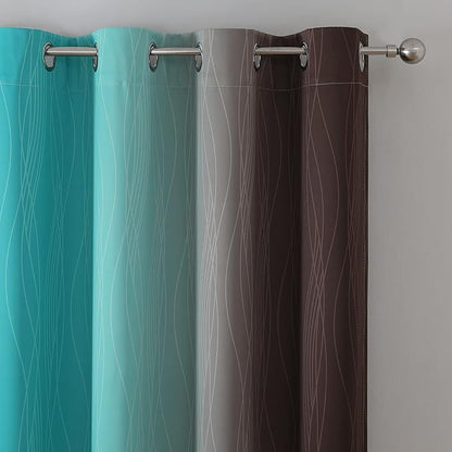 Full Room Darkening Gradient Blackout Curtains 96 Inch Length 2 Panels Set - Image 4